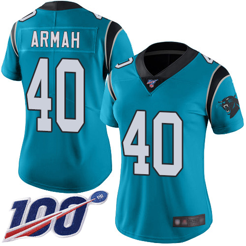 Carolina Panthers Limited Blue Women Alex Armah Alternate Jersey NFL Football #40 100th Season Vapor Untouchable->women nfl jersey->Women Jersey